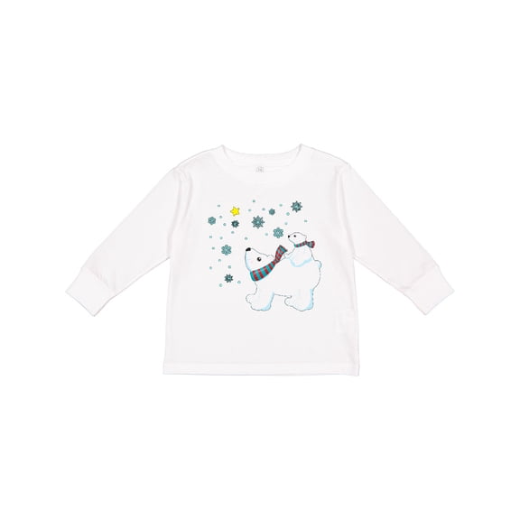 Inktastic Christmas Polar Bear and Cub with a Star Boys or Girls Long Sleeve Toddler T-Shirt