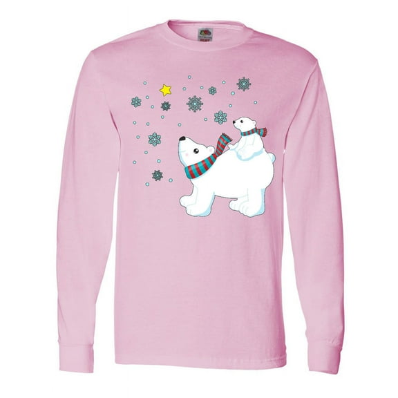 Inktastic Christmas Polar Bear and Cub with a Star Long Sleeve T-Shirt