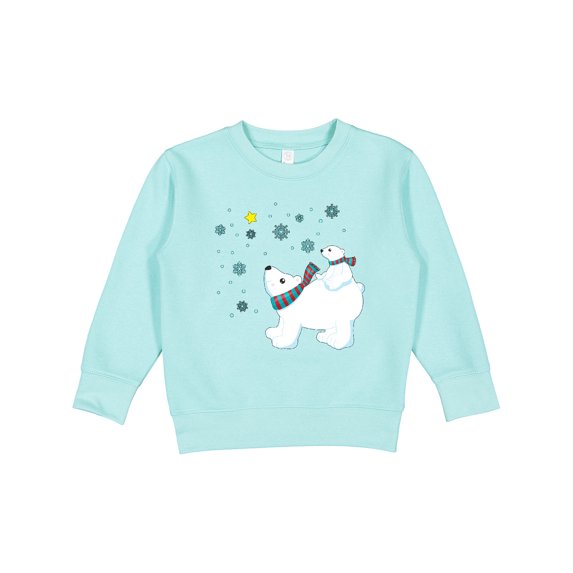 Inktastic Christmas Polar Bear and Cub with a Star Toddler Sweatshirt
