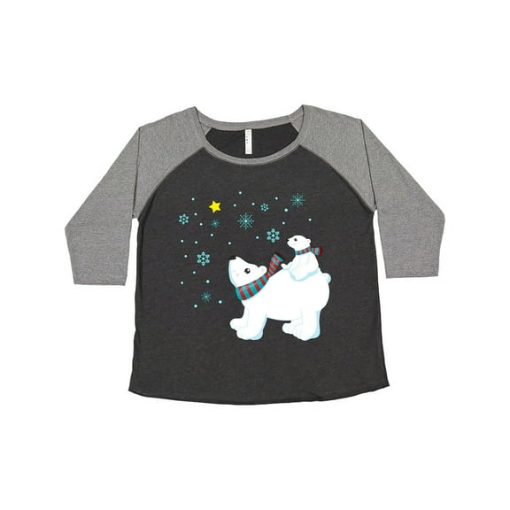 Inktastic Christmas Polar Bear and Cub with a Star Women's Plus Size T-Shirt
