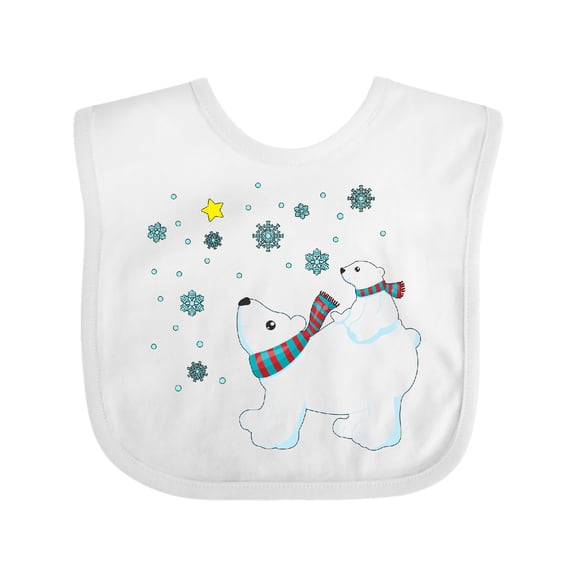 Inktastic Christmas Polar Bear and Cub with a star Boys or Girls Baby Bib