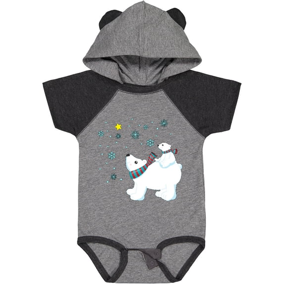 Inktastic Christmas Polar Bear and Cub with a star Boys or Girls Baby Bodysuit