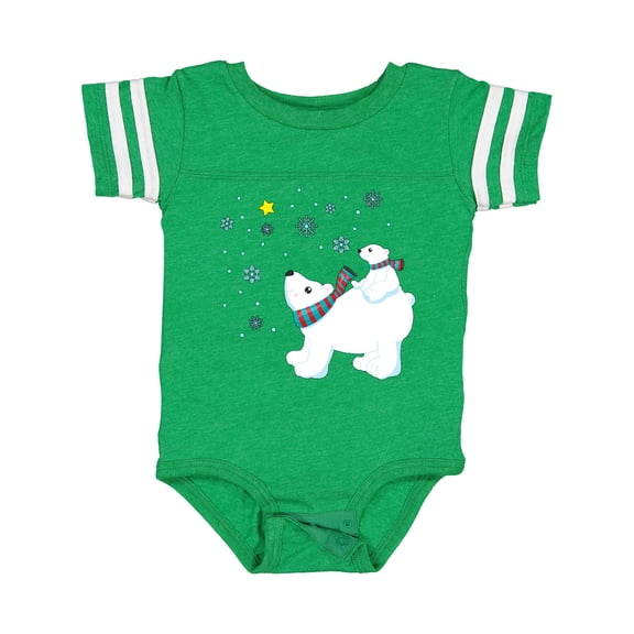 Inktastic Christmas Polar Bear and Cub with a star Boys or Girls Baby Bodysuit