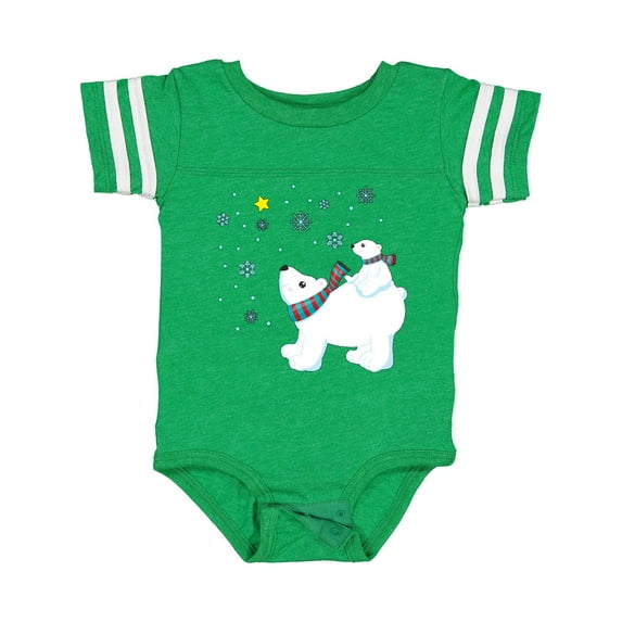 Inktastic Christmas Polar Bear and Cub with a star Boys or Girls Baby Bodysuit