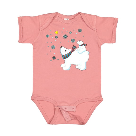 Inktastic Christmas Polar Bear and Cub with a star Boys or Girls Baby Bodysuit