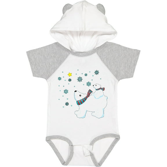 Inktastic Christmas Polar Bear and Cub with a star Boys or Girls Baby Bodysuit