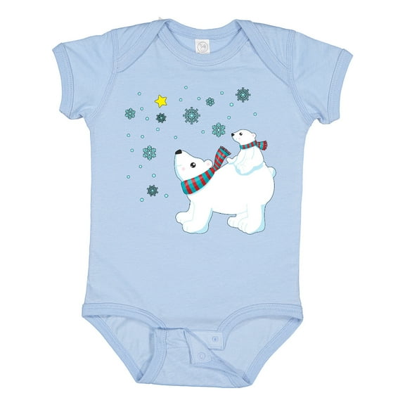 Inktastic Christmas Polar Bear and Cub with a star Boys or Girls Baby Bodysuit