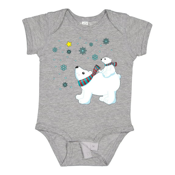 Inktastic Christmas Polar Bear and Cub with a star Boys or Girls Baby Bodysuit
