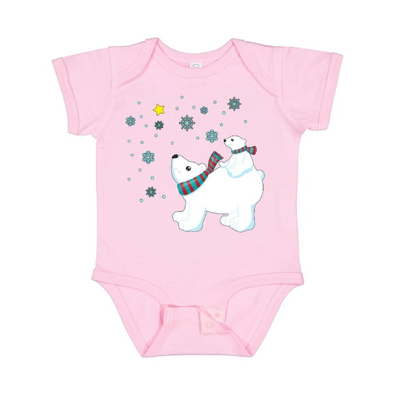 Inktastic Christmas Polar Bear and Cub with a star Boys or Girls Baby Bodysuit