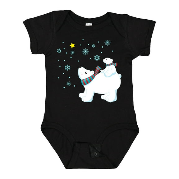 Inktastic Christmas Polar Bear and Cub with a star Boys or Girls Baby Bodysuit
