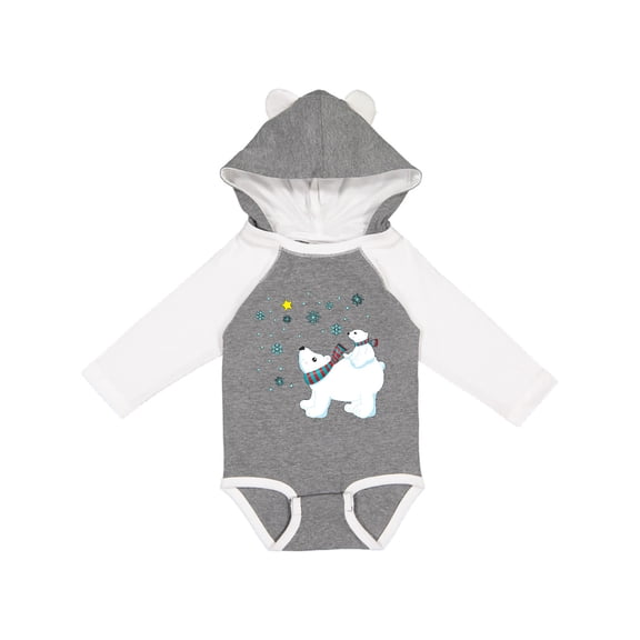 Inktastic Christmas Polar Bear and Cub with a star Boys or Girls Long Sleeve Baby Bodysuit