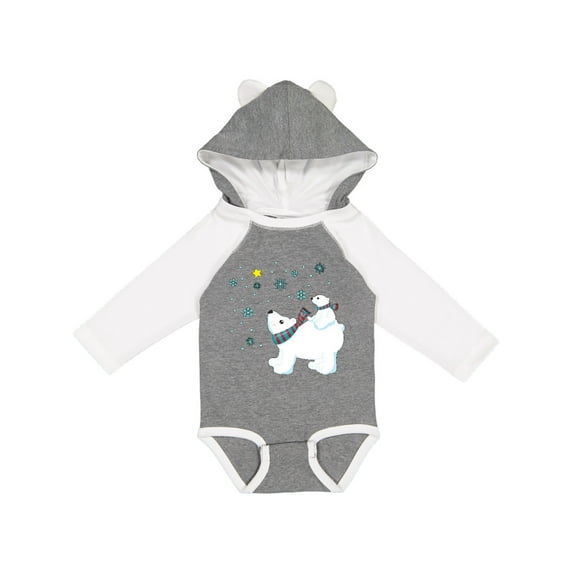 Inktastic Christmas Polar Bear and Cub with a star Boys or Girls Long Sleeve Baby Bodysuit