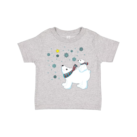 Inktastic Christmas Polar Bear and Cub with a star Boys or Girls Toddler T-Shirt