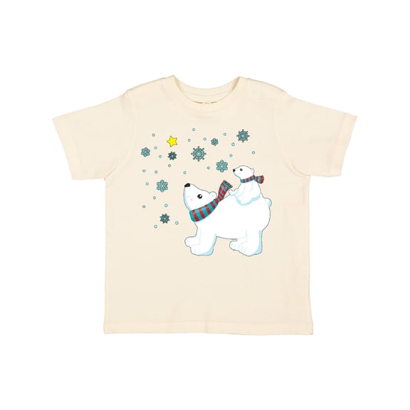 Inktastic Christmas Polar Bear and Cub with a star Boys or Girls Toddler T-Shirt