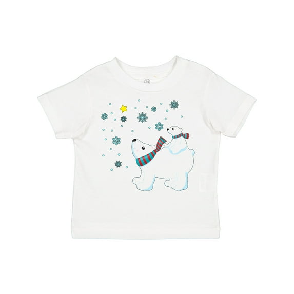 Inktastic Christmas Polar Bear and Cub with a star Boys or Girls Toddler T-Shirt
