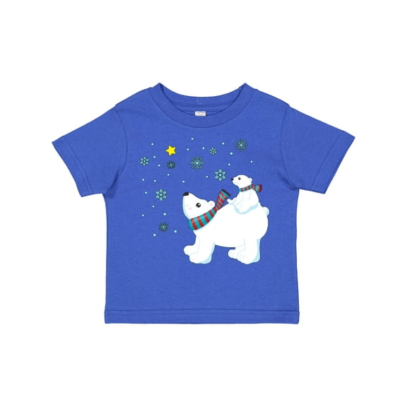 Inktastic Christmas Polar Bear and Cub with a star Boys or Girls Toddler T-Shirt