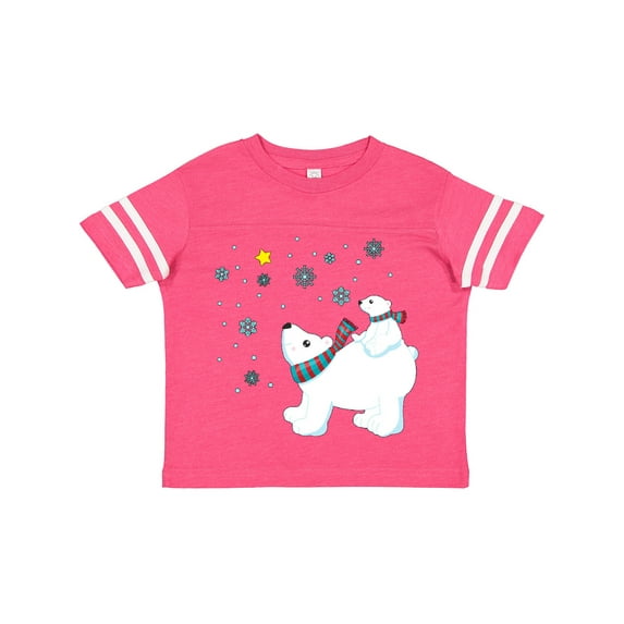 Inktastic Christmas Polar Bear and Cub with a star Boys or Girls Toddler T-Shirt