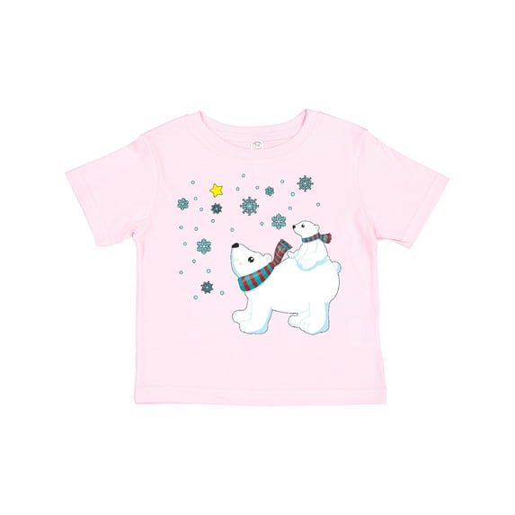 Inktastic Christmas Polar Bear and Cub with a star Boys or Girls Toddler T-Shirt