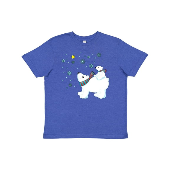 Inktastic Christmas Polar Bear and Cub with a star Youth T-Shirt