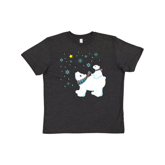 Inktastic Christmas Polar Bear and Cub with a star Youth T-Shirt