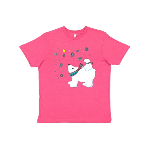 Inktastic Christmas Polar Bear and Cub with a star Youth T-Shirt
