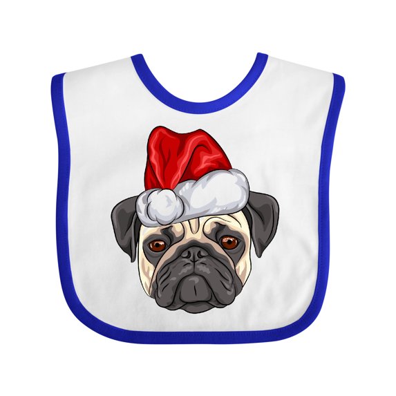 Inktastic Christmas Pug Dog Santa Boys or Girls Baby Bib