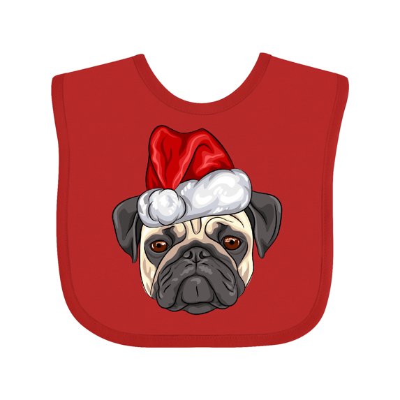 Inktastic Christmas Pug Dog Santa Boys or Girls Baby Bib