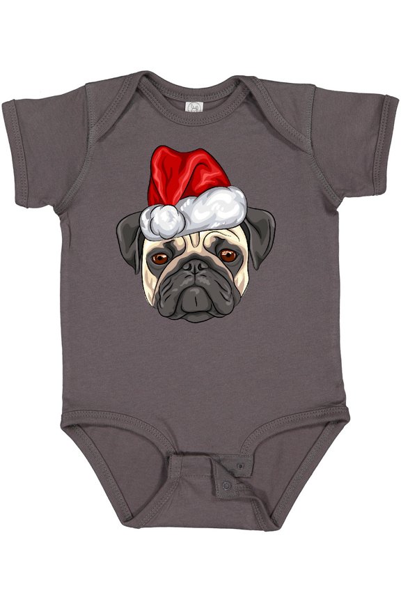 Christmas Pug Dog Santa Boys or Girls Baby Bodysuit