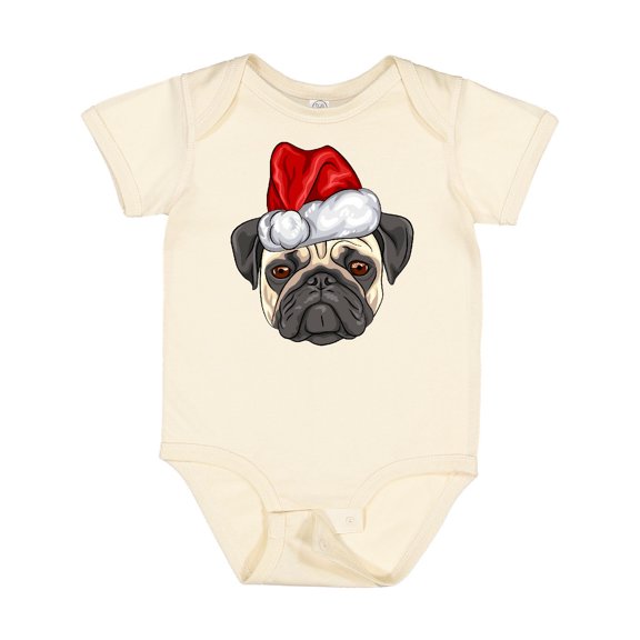 Inktastic Christmas Pug Dog Santa Boys or Girls Baby Bodysuit