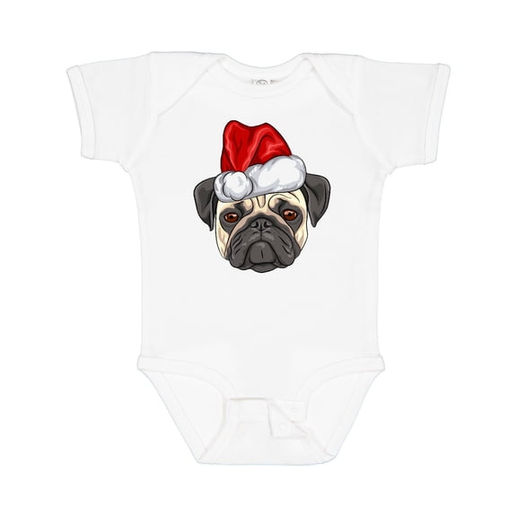 Inktastic Christmas Pug Dog Santa Boys or Girls Baby Bodysuit