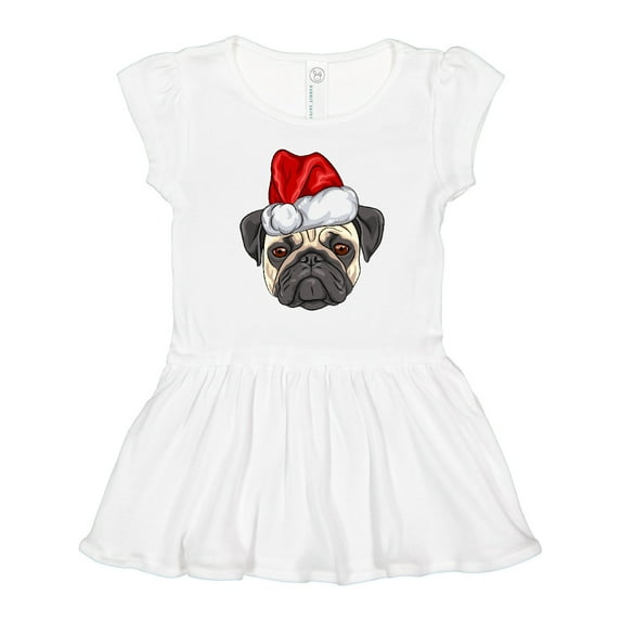 Inktastic Christmas Pug Dog Santa Girls Toddler Dress