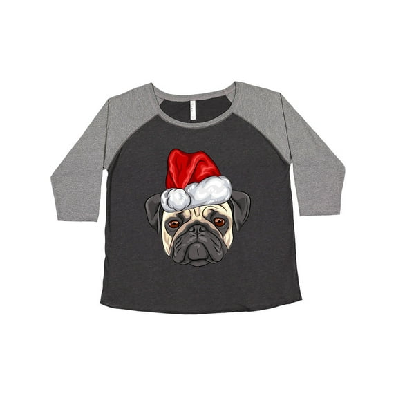 Inktastic Christmas Pug Dog Santa Women's Plus Size T-Shirt