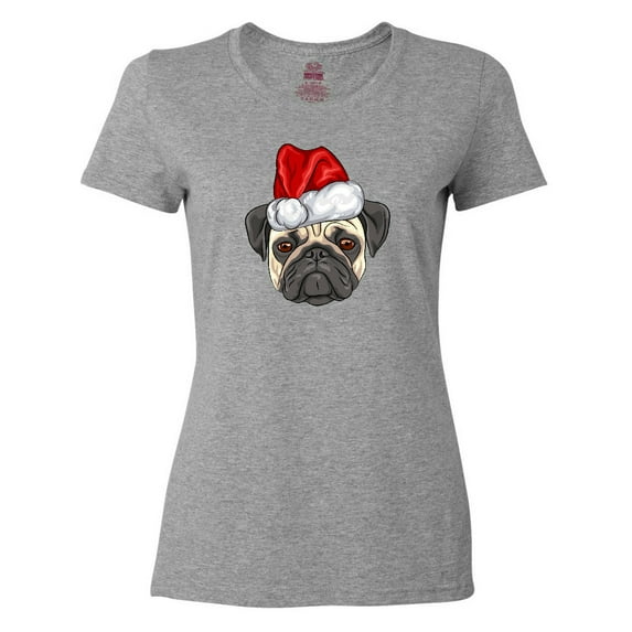 Inktastic Christmas Pug Dog Santa Women's T-Shirt