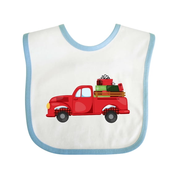 Inktastic Christmas Red Vintage Truck with Presents Boys or Girls Baby Bib