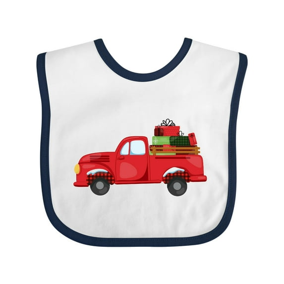 Inktastic Christmas Red Vintage Truck with Presents Boys or Girls Baby Bib