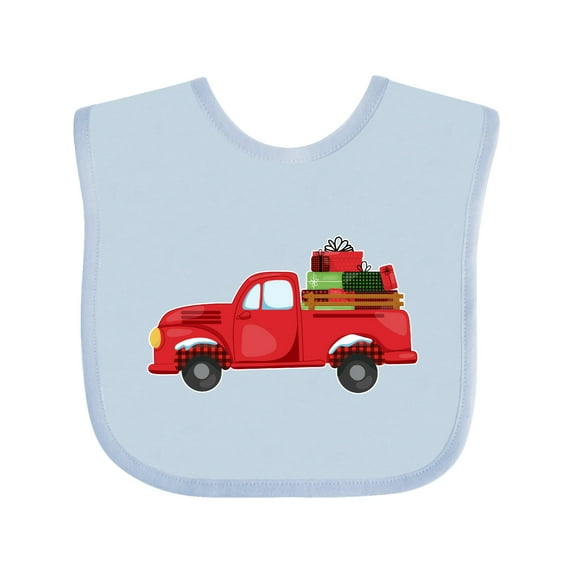 Inktastic Christmas Red Vintage Truck with Presents Boys or Girls Baby Bib
