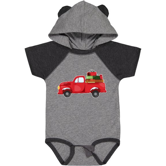 Inktastic Christmas Red Vintage Truck with Presents Boys or Girls Baby Bodysuit