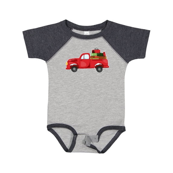 Inktastic Christmas Red Vintage Truck with Presents Boys or Girls Baby Bodysuit