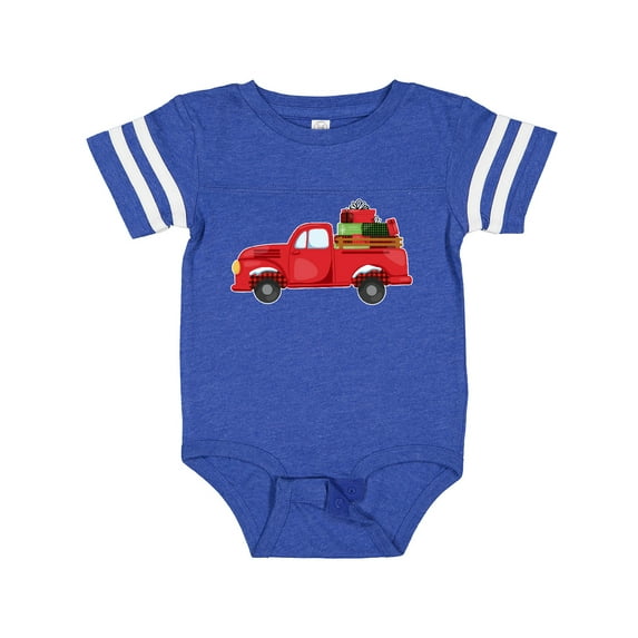 Inktastic Christmas Red Vintage Truck with Presents Boys or Girls Baby Bodysuit