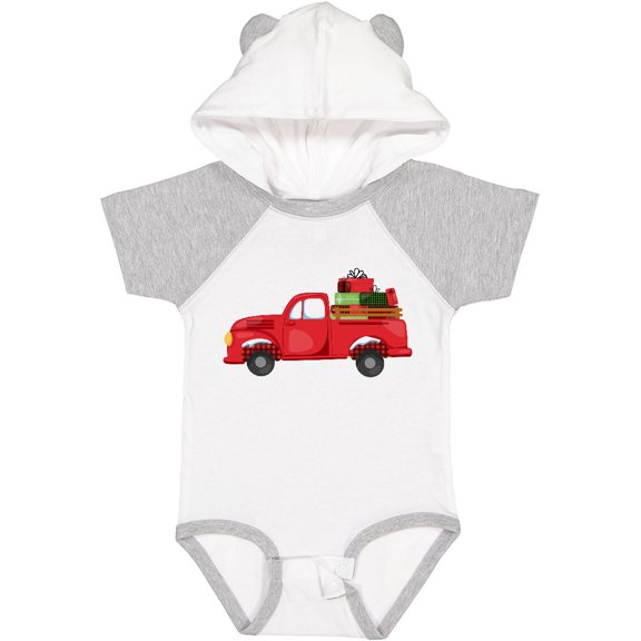 Inktastic Christmas Red Vintage Truck with Presents Boys or Girls Baby Bodysuit