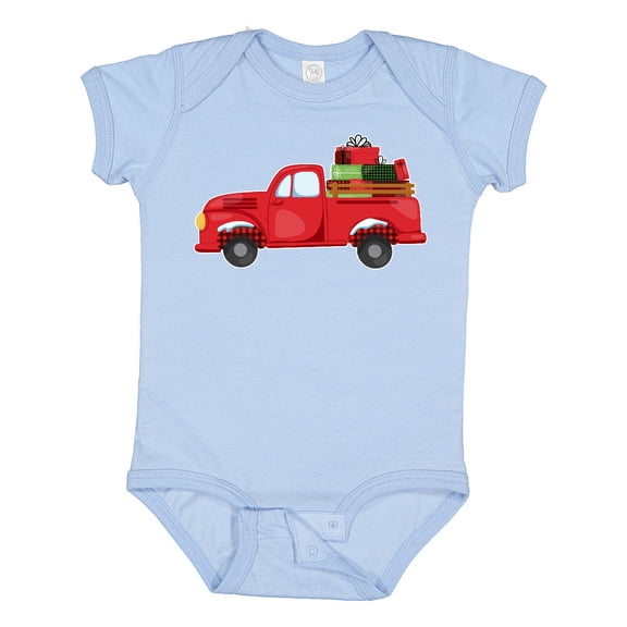Inktastic Christmas Red Vintage Truck with Presents Boys or Girls Baby Bodysuit