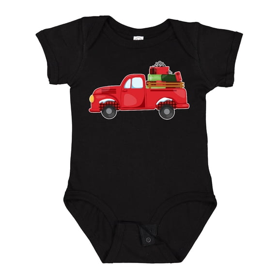 Inktastic Christmas Red Vintage Truck with Presents Boys or Girls Baby Bodysuit