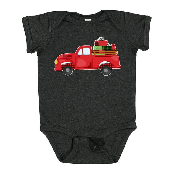 Inktastic Christmas Red Vintage Truck with Presents Boys or Girls Baby Bodysuit