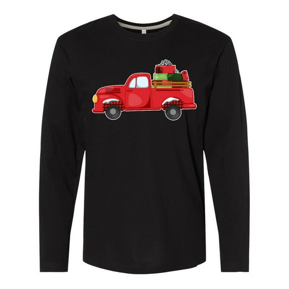Inktastic Christmas Red Vintage Truck with Presents Long Sleeve T-Shirt