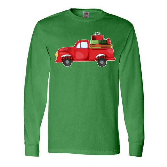 Inktastic Christmas Red Vintage Truck with Presents Long Sleeve T-Shirt