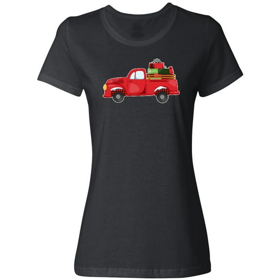 Inktastic Christmas Red Vintage Truck with Presents Women's T-Shirt