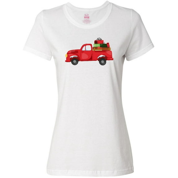 Inktastic Christmas Red Vintage Truck with Presents Women's T-Shirt