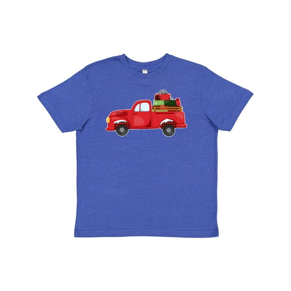 Inktastic Christmas Red Vintage Truck with Presents Youth T-Shirt