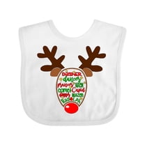 Inktastic Christmas Reindeer Face with Names and Red Nose Boys or Girls Baby Bib