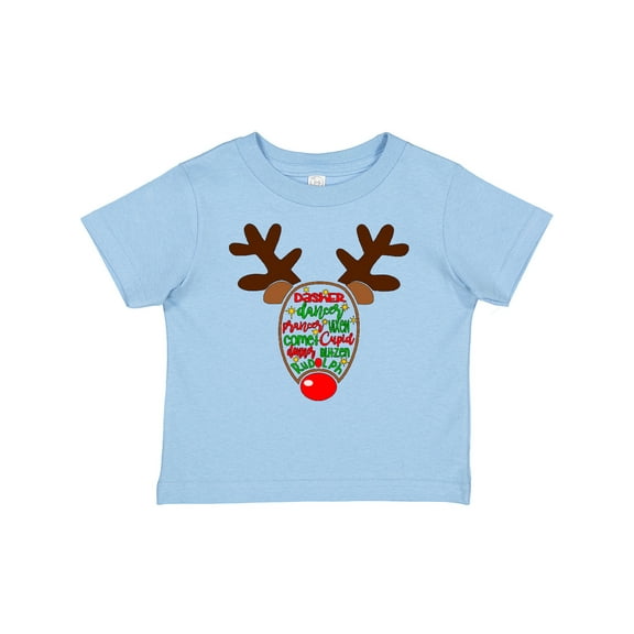 Inktastic Christmas Reindeer Face with Names and Red Nose Boys or Girls Baby T-Shirt